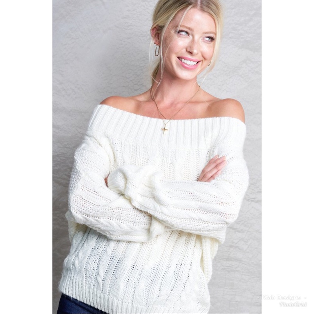 ā¤ļøLAST! Off Shoulder Slouchy Cable Knit Sweater! - Picture 1 of 5